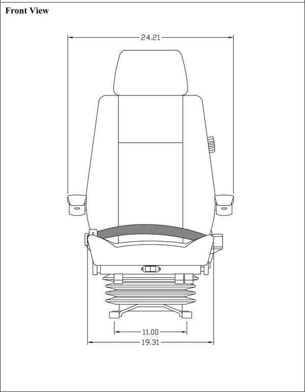 Caterpillar Excavator Replacement Seat & Air Suspension - Fits Various Models - Black Cloth