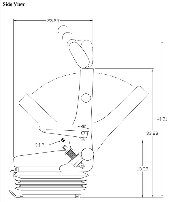 Caterpillar Excavator Replacement Seat & Air Suspension - Fits Various Models - Black Cloth