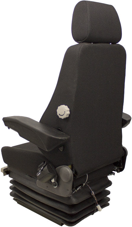 Caterpillar Excavator Replacement Seat & Air Suspension - Fits Various Models - Black Cloth