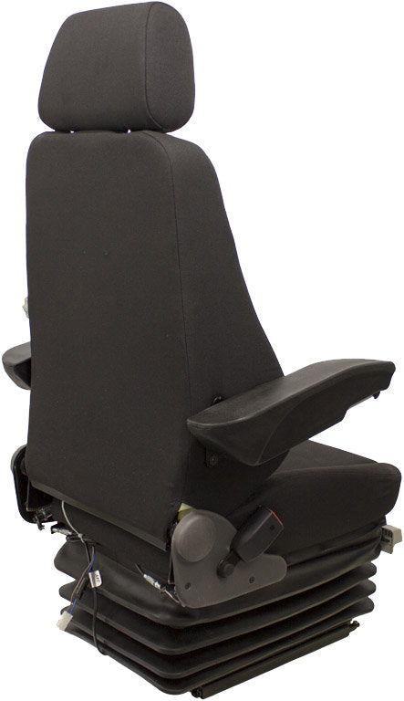 Caterpillar Excavator Replacement Seat & Air Suspension - Fits Various Models - Black Cloth