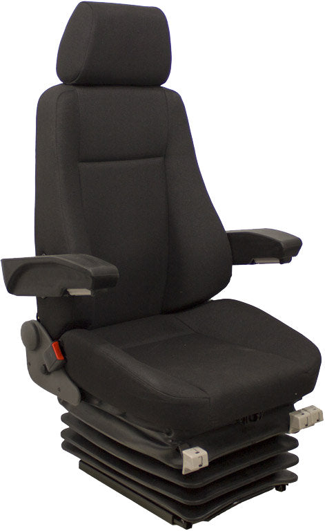 Caterpillar Excavator Replacement Seat & Air Suspension - Fits Various Models - Black Cloth