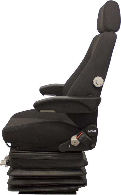 Volvo Articulated Dump Truck Replacement Seat & Mechanical Suspension - Fits Various Models - Black Cloth