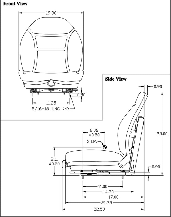 Caterpillar Skid Steer Replacement Seat & Mechanical Suspension - Fits Various Models - Black Vinyl
