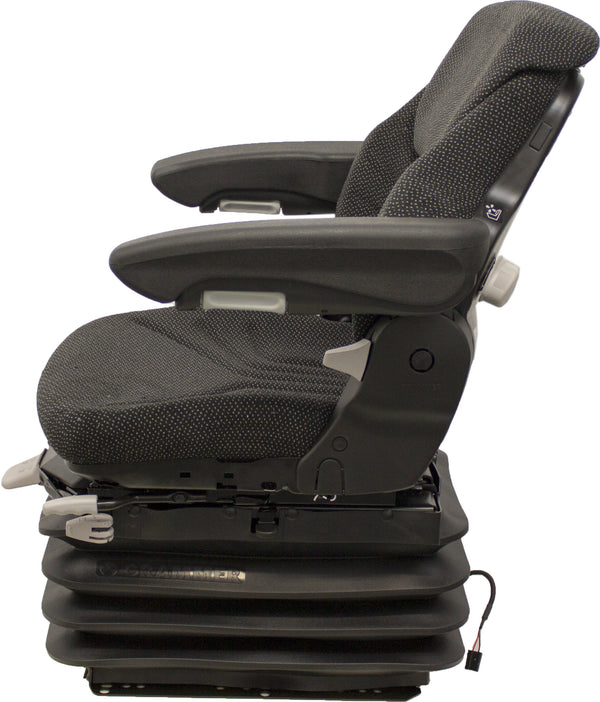 Case Motor/Road Grader Replacement Seat & Air Suspension - Fits Various Models - Black/Gray Cloth