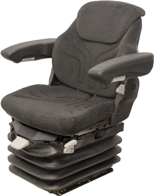 Case Roller Replacement Seat & Air Suspension - Fits Various Models - Black/Gray Cloth