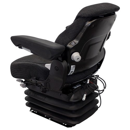 Volvo Asphalt Paver Replacement Seat & Air Suspension - Fits Various Models - Black/Gray Cloth