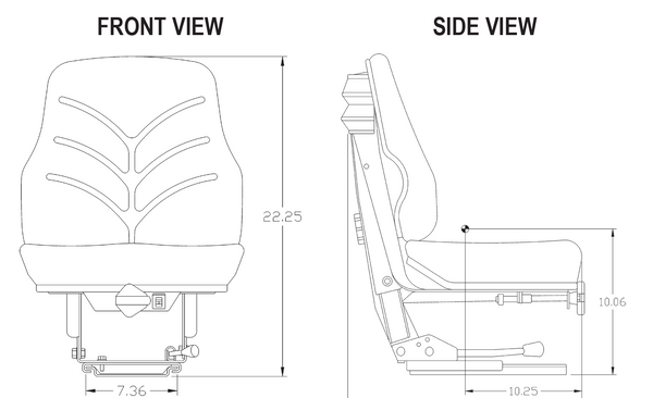 John Deere 5000 Series Utility Tractor Replacement Utility Suspension Seat Assembly - Fits Various Models - Yellow Vinyl