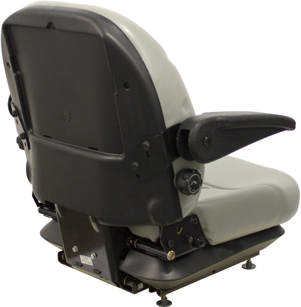 Gradall Telehandler Seat & Mechanical Suspension w/Arms - Fits Various Models - Gray Vinyl