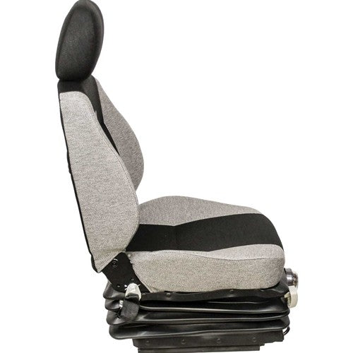 Volvo Wheel Loader Replacement Seat & Mechanical Suspension - Fits Various Models - Gray Cloth