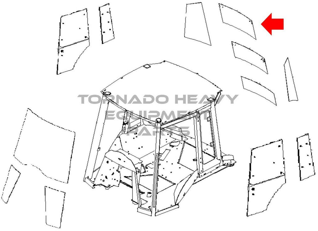John Deere T242700 Loader/Backhoe Upper Rear Window Replacement Cab Gl ...