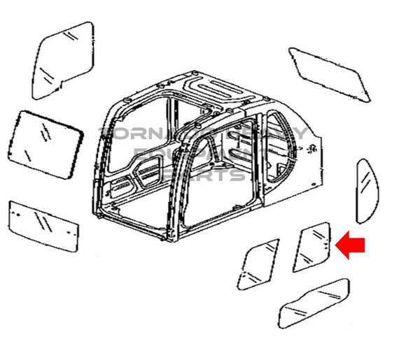 Komatsu 20Y-54-35821 Excavator Rear Slider Window Replacement Cab Glass