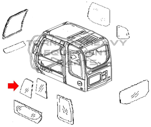 John Deere 4602564 Excavator Door Front Slider Window Replacement Cab Glass