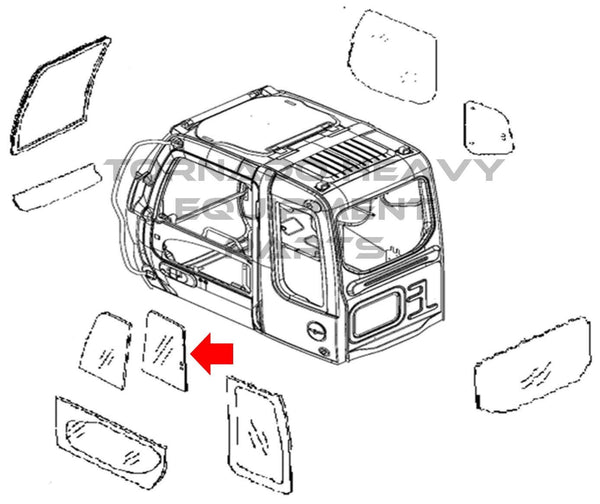 John Deere 4602565 Excavator Door Rear Slider Window Replacement Cab Glass