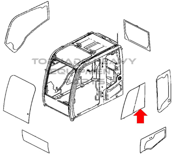 John Deere 4651660 Excavator Door Rear Slider Window Replacement Cab Glass