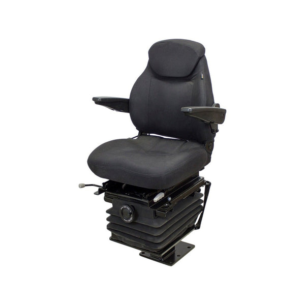 Case 580 Series Loader/Backhoe Replacement Seat & Mechanical Suspension w/Arms - Fits Various Models - Black Cloth