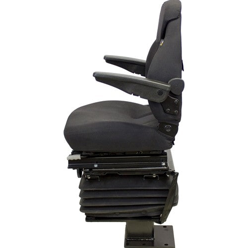 Case 580 Series Loader/Backhoe Seat & Mechanical Suspension w/Arms - Fits Various Models - Black Cloth