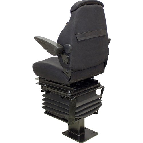 Case 580 Series Loader/Backhoe Replacement Seat & Mechanical Suspension w/Arms - Fits Various Models - Black Cloth