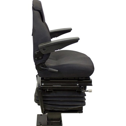 Case 580 Series Loader/Backhoe Seat & Mechanical Suspension w/Arms - Fits Various Models - Black Cloth