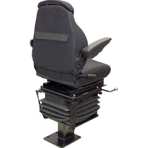 Case 580 Series Loader/Backhoe Replacement Seat & Mechanical Suspension w/Arms - Fits Various Models - Black Cloth