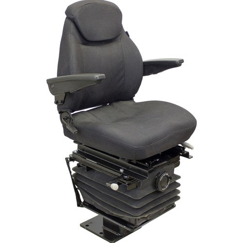 Case 580 Series Loader/Backhoe Replacement Seat & Mechanical Suspension w/Arms - Fits Various Models - Black Cloth