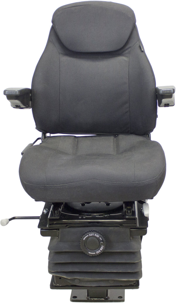 Case 580 Series Loader/Backhoe Replacement Seat & Mechanical Suspension w/Arms - Fits Various Models - Black Cloth