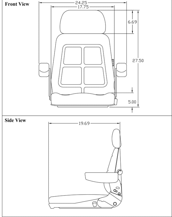 New Holland Dozer Replacement Seat Assembly - Fits Various Models - Black Vinyl