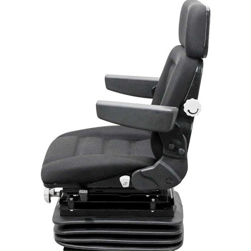 Case Wheel Loader Replacement Seat & Mechanical Suspension - Fits Various Models - Black Cloth