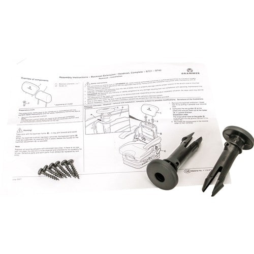 Grammer Backrest Extension Install Replacement Kit