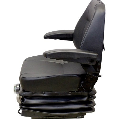 Caterpillar Excavator Replacement Seat & Mechanical Suspension - Fits Various Models - Black Vinyl