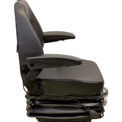 Caterpillar Excavator Replacement Seat & Mechanical Suspension - Fits Various Models - Black Vinyl