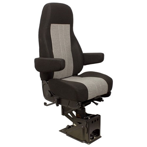 Semi Truck Replacement Seat - High-Back - Black/Gray Cloth