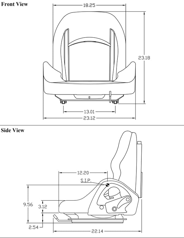 Mitsubishi Forklift Replacement Seat - Fits Various Models - Black Vinyl