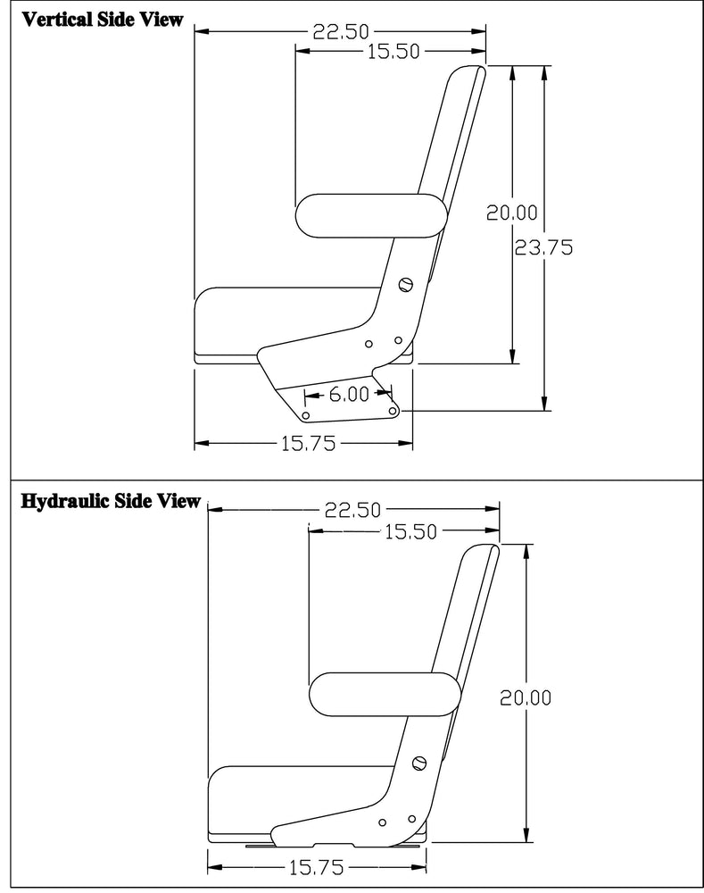 Massey Ferguson Tractor Replacement Seat & Hydraulic Suspension - Fits Various Models - Black Cloth