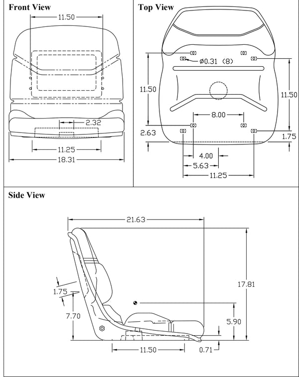 Allis Chalmers Tractor Bucket Seat - Fits Various Models - Black Vinyl
