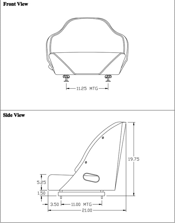 White Tractor Replacement Seat Assembly - Fits Various Models - Black Vinyl