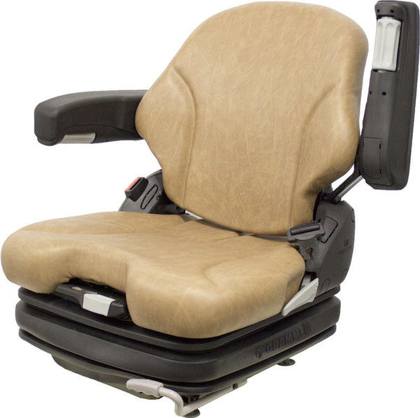 Bobcat Skid Steer Replacement Seat w/Armrests & Air Suspension - Fits Various Models - Brown Vinyl