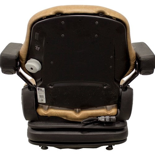 Bobcat Skid Steer Replacement Seat w/Armrests & Air Suspension - Fits Various Models - Brown Vinyl