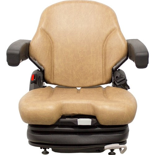 Bobcat Skid Steer Replacement Seat w/Armrests & Air Suspension - Fits Various Models - Brown Vinyl