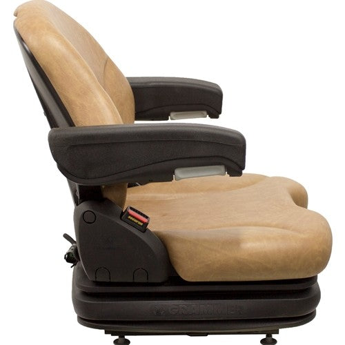 Bobcat Toolcat Seat w/Armrests & Air Suspension - Fits Various Models - Brown Vinyl