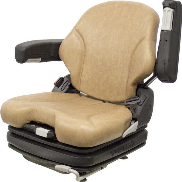 Grasshopper Lawn Mower Seat w/Armrests & Air Suspension - Fits Various Models - Brown Vinyl