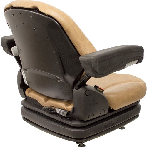 John Deere Lawn Mower Seat w/Armrests & Air Suspension - Fits Various Models - Brown Vinyl