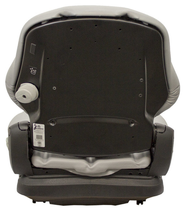 Walker Lawn Mower Seat & Mechanical Suspension - Fits Various Models - Gray Vinyl