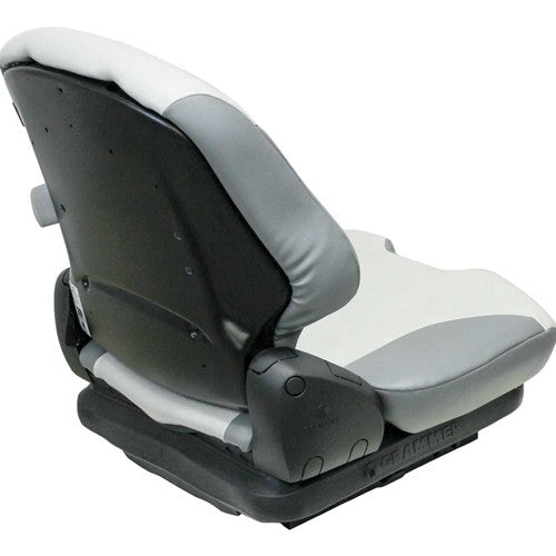 Bobcat Skid Steer Replacement Seat & Mechanical Suspension - Fits Various Models - Two-Tone Gray Vinyl