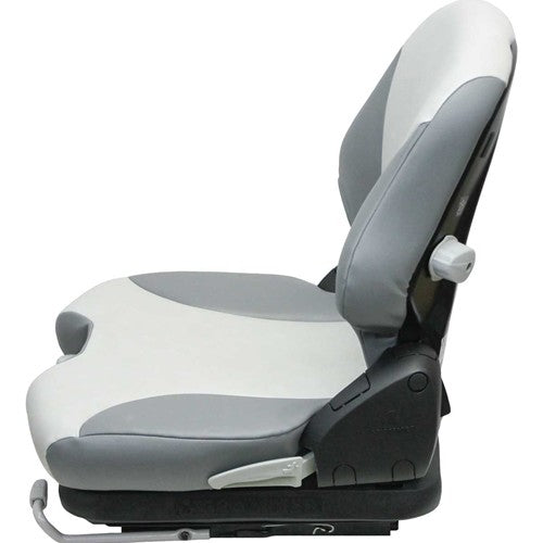 Case Roller Seat & Mechanical Suspension - Fits Various Models - Two-Tone Gray Vinyl