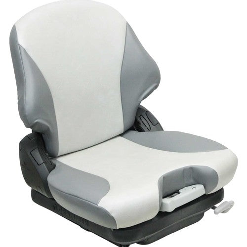 Crown Forklift Seat & Mechanical Suspension - Fits Various Models - Two-Tone Gray Vinyl