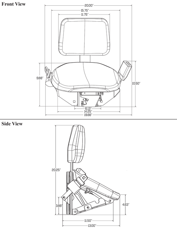 John Deere 6000-7000 Series Tractor Replacement Instructional Seat - Brown