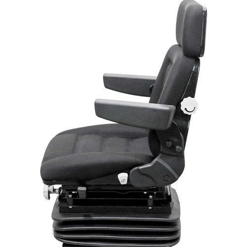 Kubota Tractor Seat & Mechanical Suspension - Fits Various Models - Black Cloth