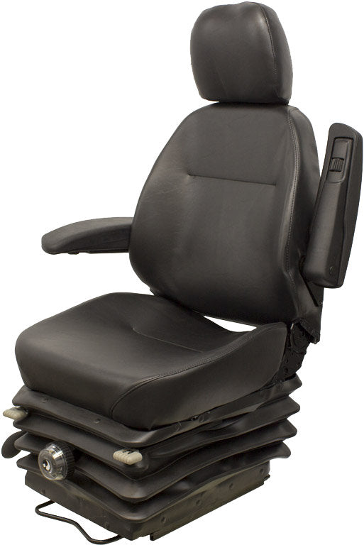 Daewoo Wheel Loader Replacement Seat & Mechanical Suspension - Fits Various Models - Black Vinyl