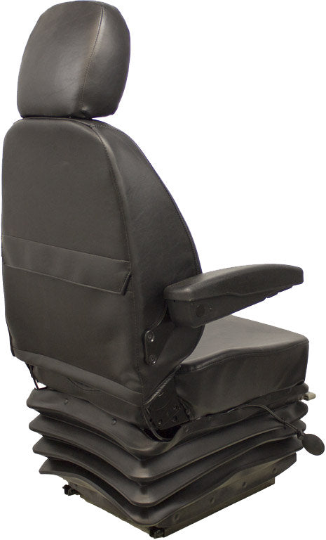 Doosan Articulated Dump Truck Seat & Mechanical Suspension - Fits Various Models - Black Vinyl