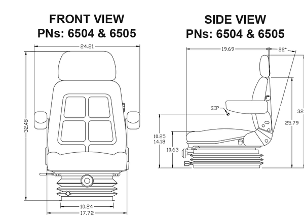 Allis Chalmers 7000 Series Tractor Replacement Seat & Mechanical Suspension - Fits Various Models - Black Fabric